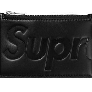 Supreme Black Embossed Leather Pouch